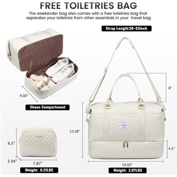 LOVEVOOK Travel Duffle Bag,Weekender Bags for Women with Shoe Compartment - Picture 2 of 7